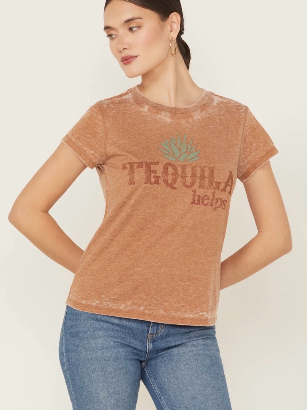 Tequila Helps Idyllwind Brown L Miranda Lambert Sunwash Cotton Tee Shirt $36.95